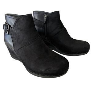 Dansko Shirley Black Nubuck Leather Ankle Boot Size EU 38 US 7.5-8